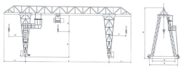 MH电动葫芦桁架门式起重机